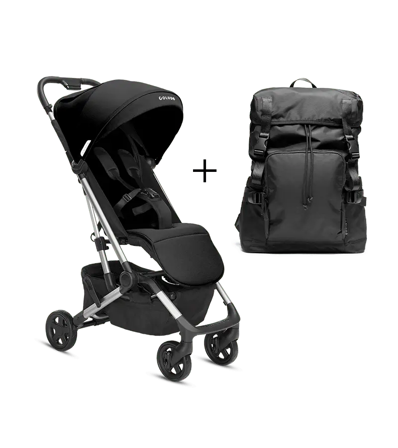 Compact stroller and parent backpack bundle in black