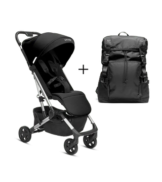 Compact stroller and parent backpack bundle in black