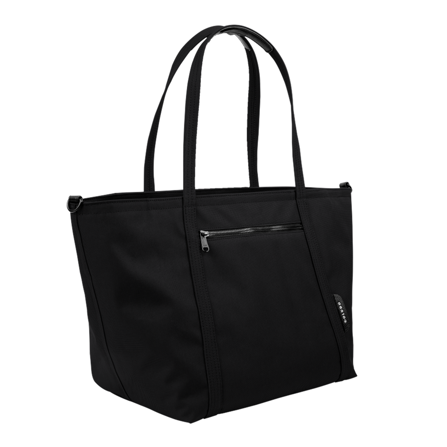 Colugo black diaper tote showcasing its waterproof and pocket-rich design