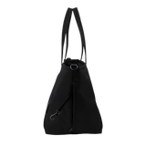 Top-rated Colugo diaper tote in black with detachable bottle holder