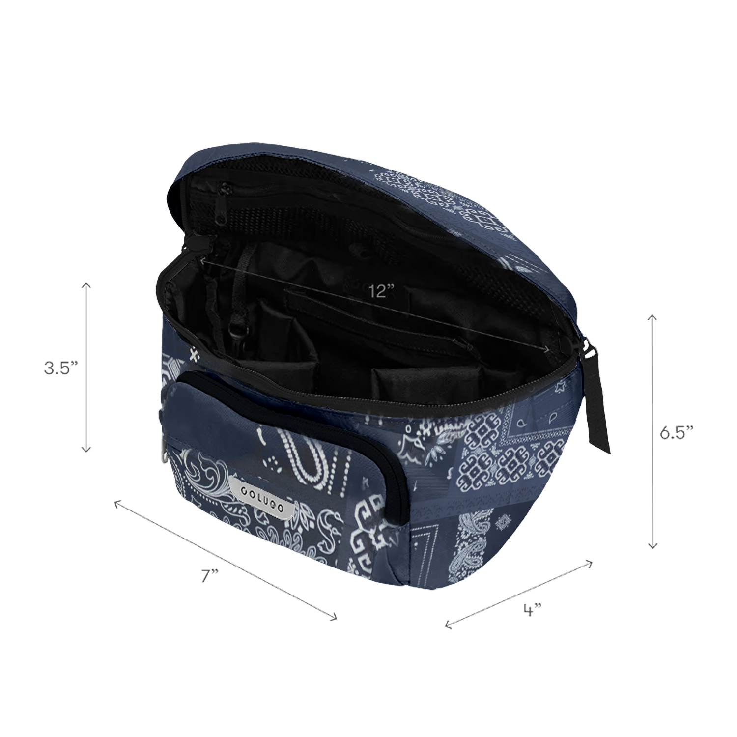 Interior compartments of The On the Go Organizer, Blue Bandana