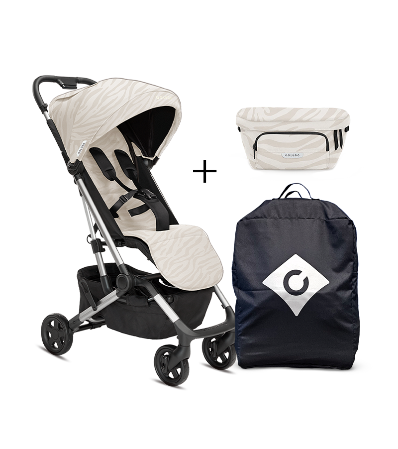 The On the Go Bundle, Dune Zebra stroller organizer