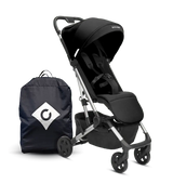 Black compact stroller and parent backpack set