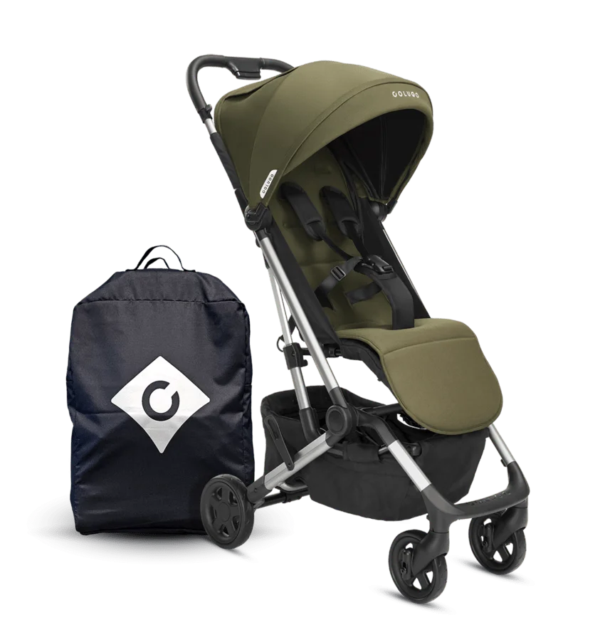 Olive compact stroller and parent backpack set