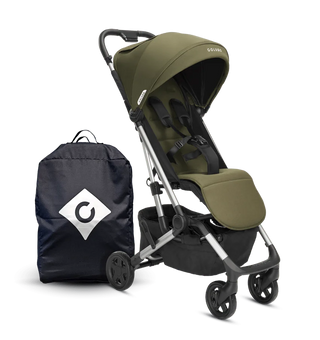 Olive compact stroller and parent backpack set