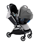 The One Stroller in Cool Grey with car seat adaptors