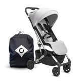 Compact Cool Grey Stroller Front View with Safety Bar Attached