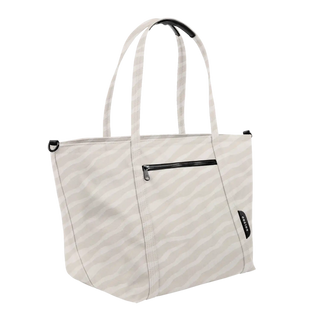 Top-rated Colugo diaper tote in Dune Zebra design with detachable bottle holder