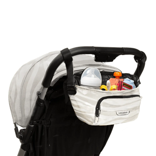 The On the Go Organizer, Dune Zebra attached to a Colugo stroller