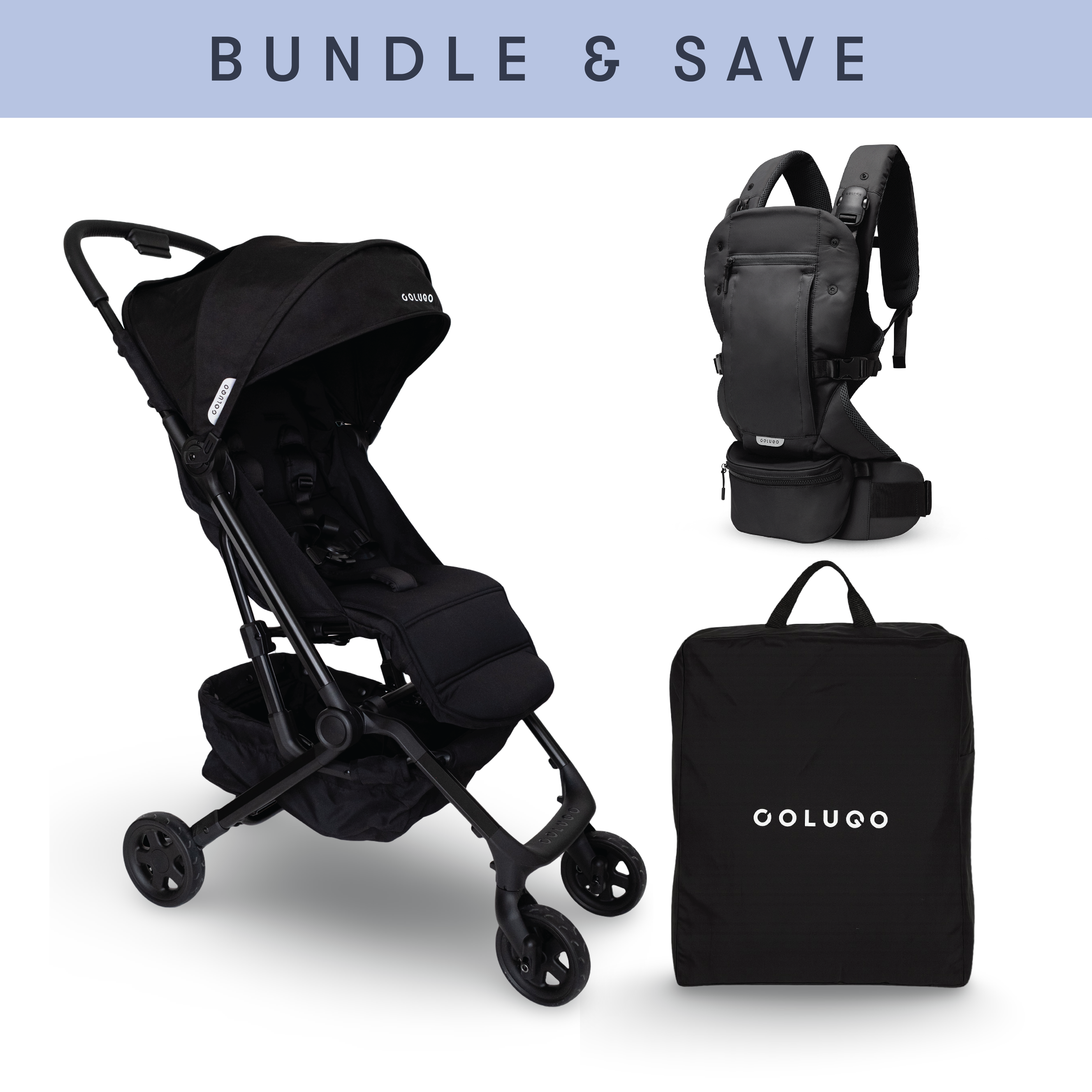 The Compact Stroller+ & The Baby Carrier Bundle, Black