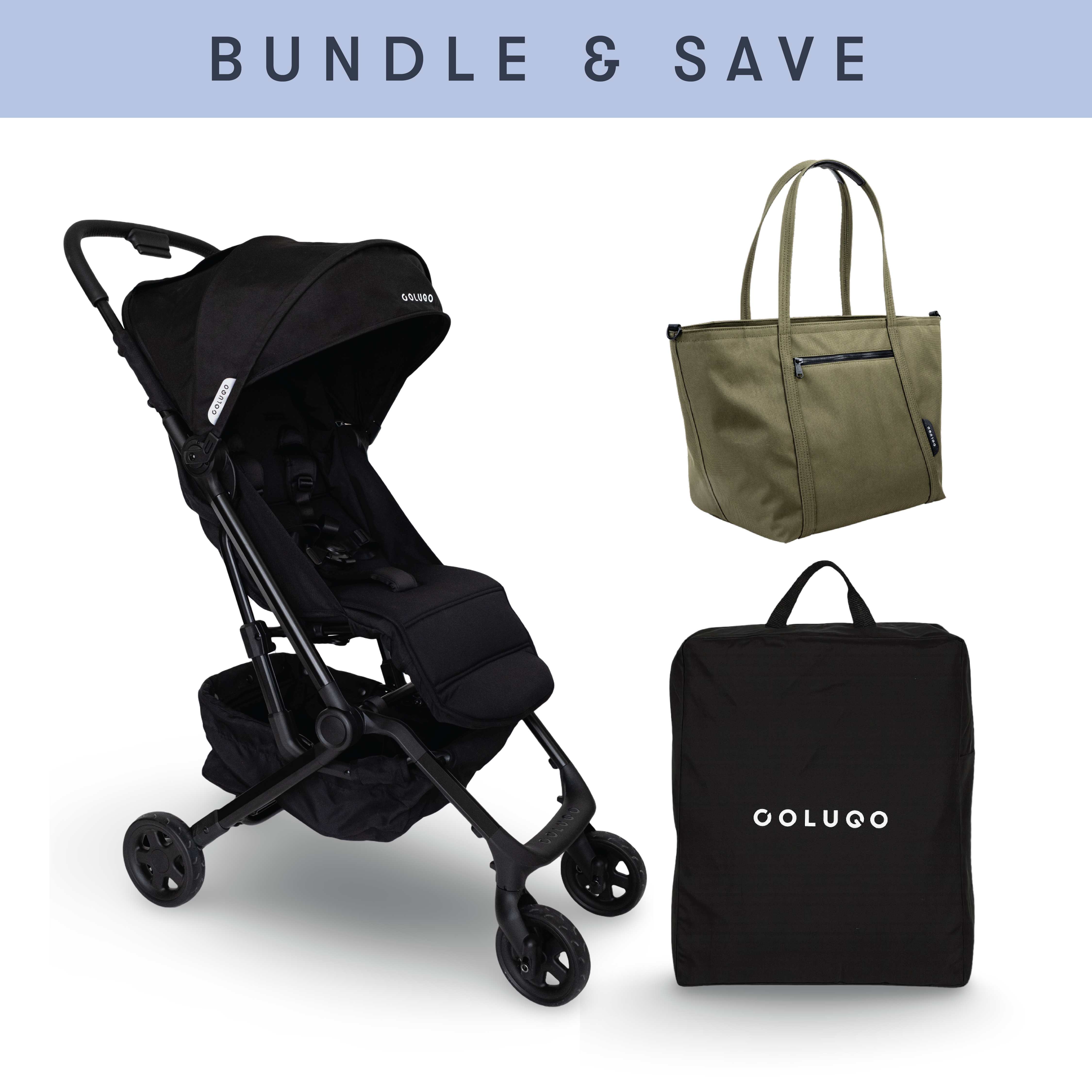 The Compact Stroller+ & The Diaper Tote Bundle, Olive