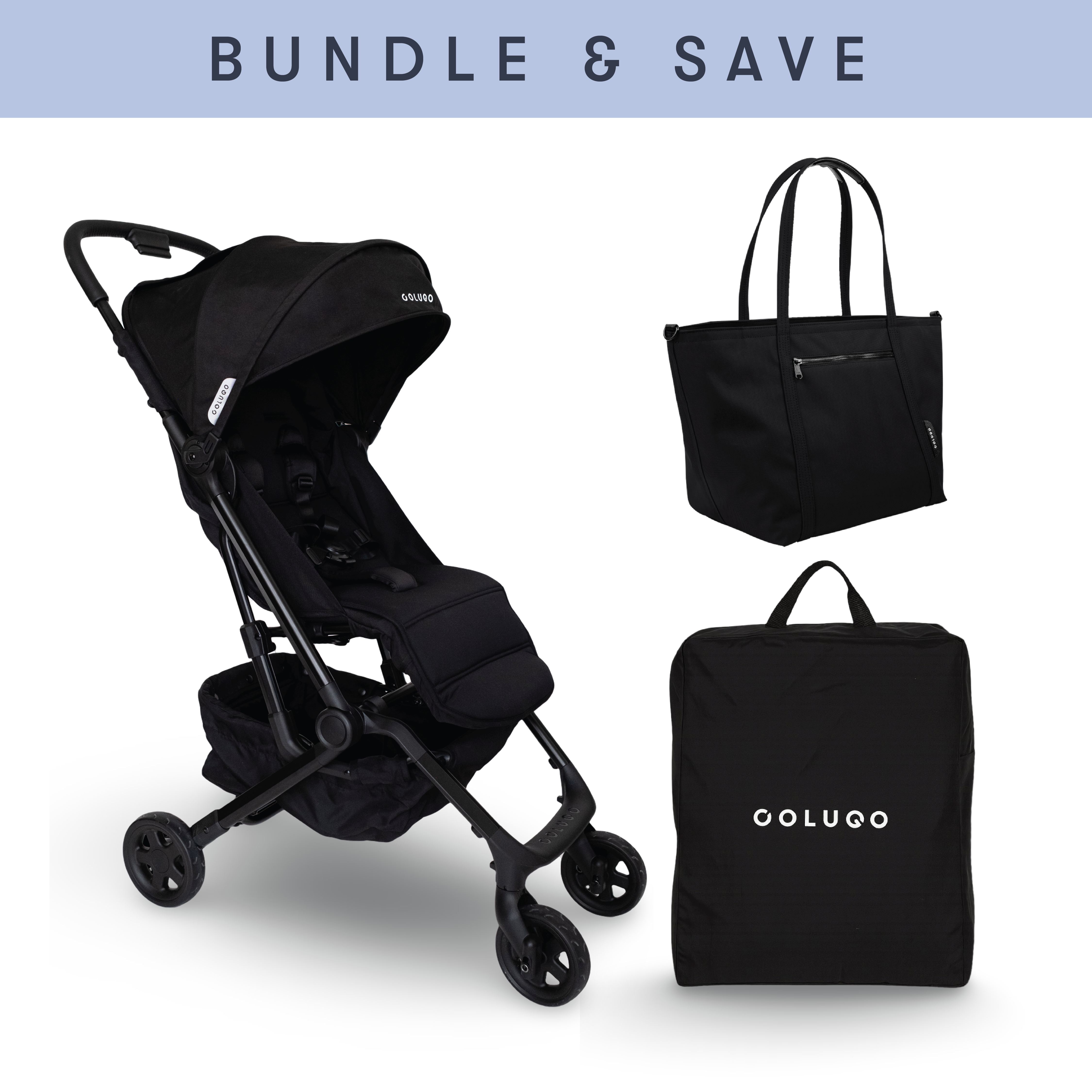 The Compact Stroller+ & The Diaper Tote Bundle, Black