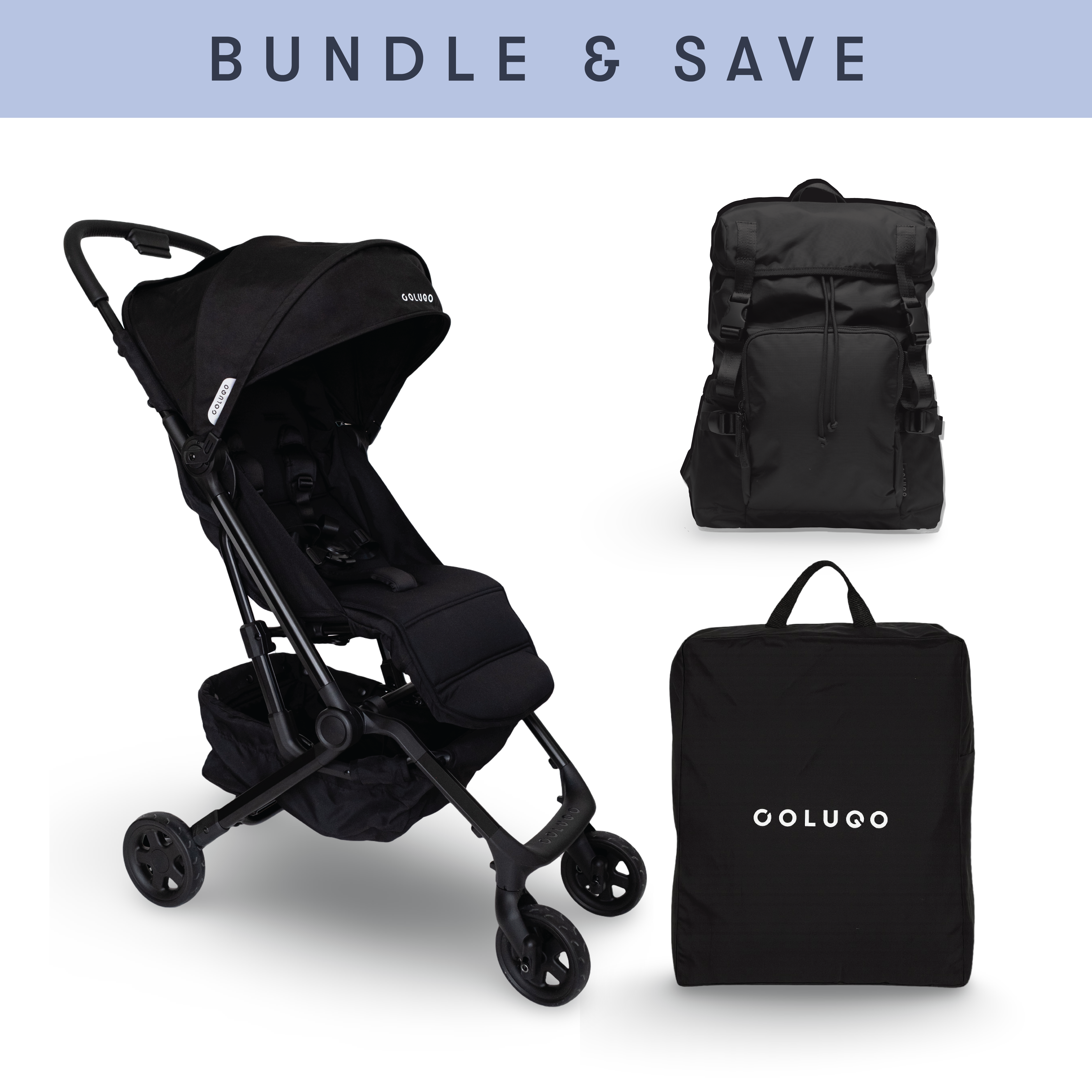 The Compact Stroller+ & The Parent Backpack Bundle, Black – Colugo