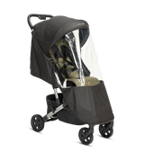 Compact stroller with matching olive parent backpack