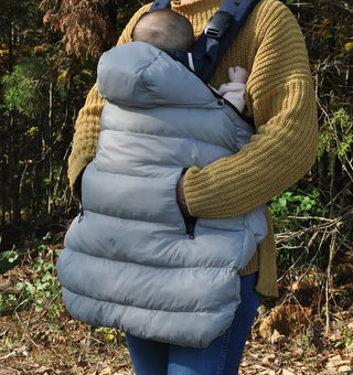 Cool Grey Carrier Cozy with baby in winter