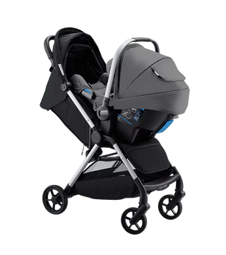 Black stroller with Fold Assist technology