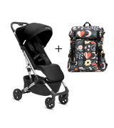 Compact stroller and parent backpack bundle in black with park icon