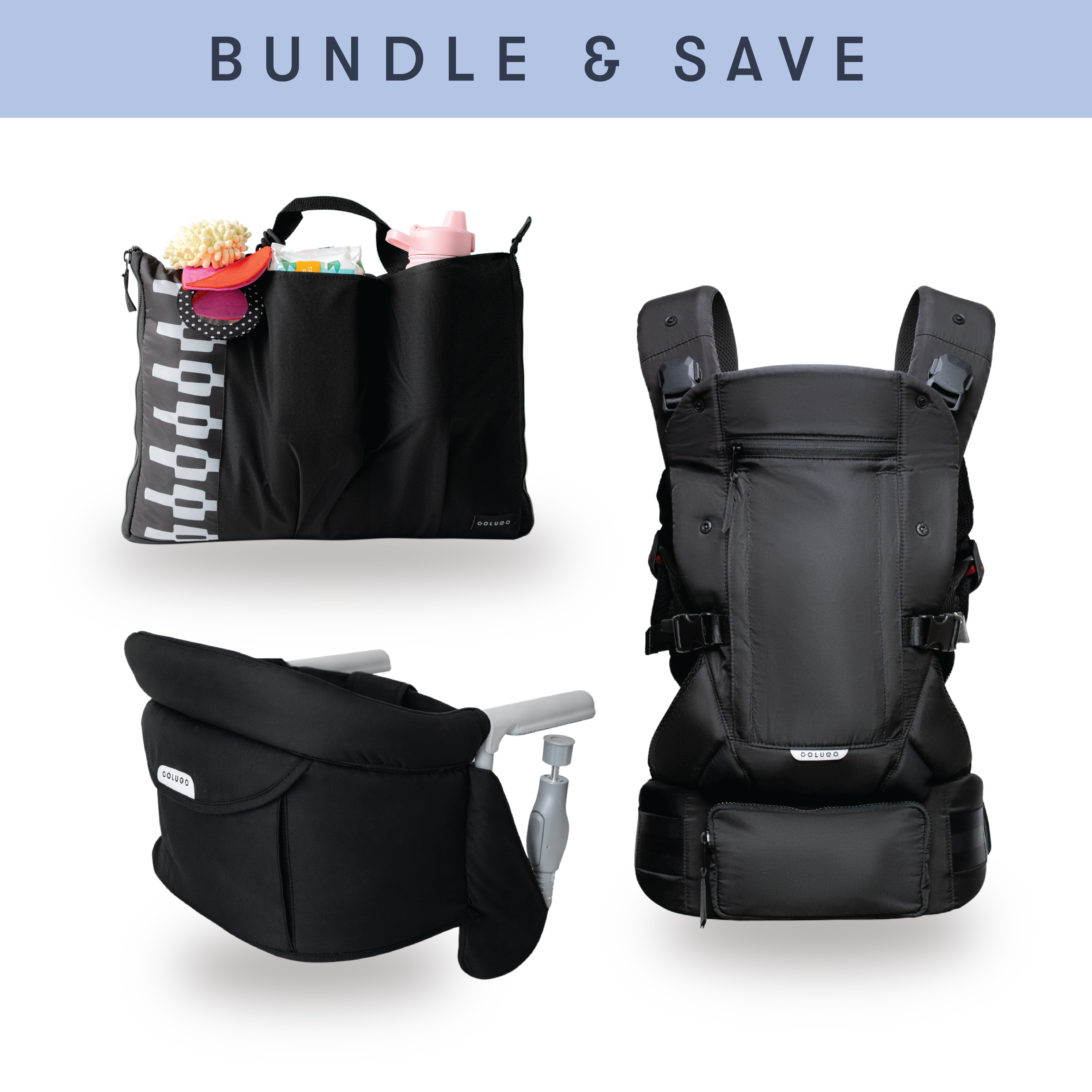 The Baby Carrier 2 + Clip On High Chair + Park Playmat Bundle