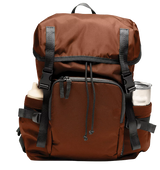 Close-up of durable materials used in The Parent Backpack, Cocoa