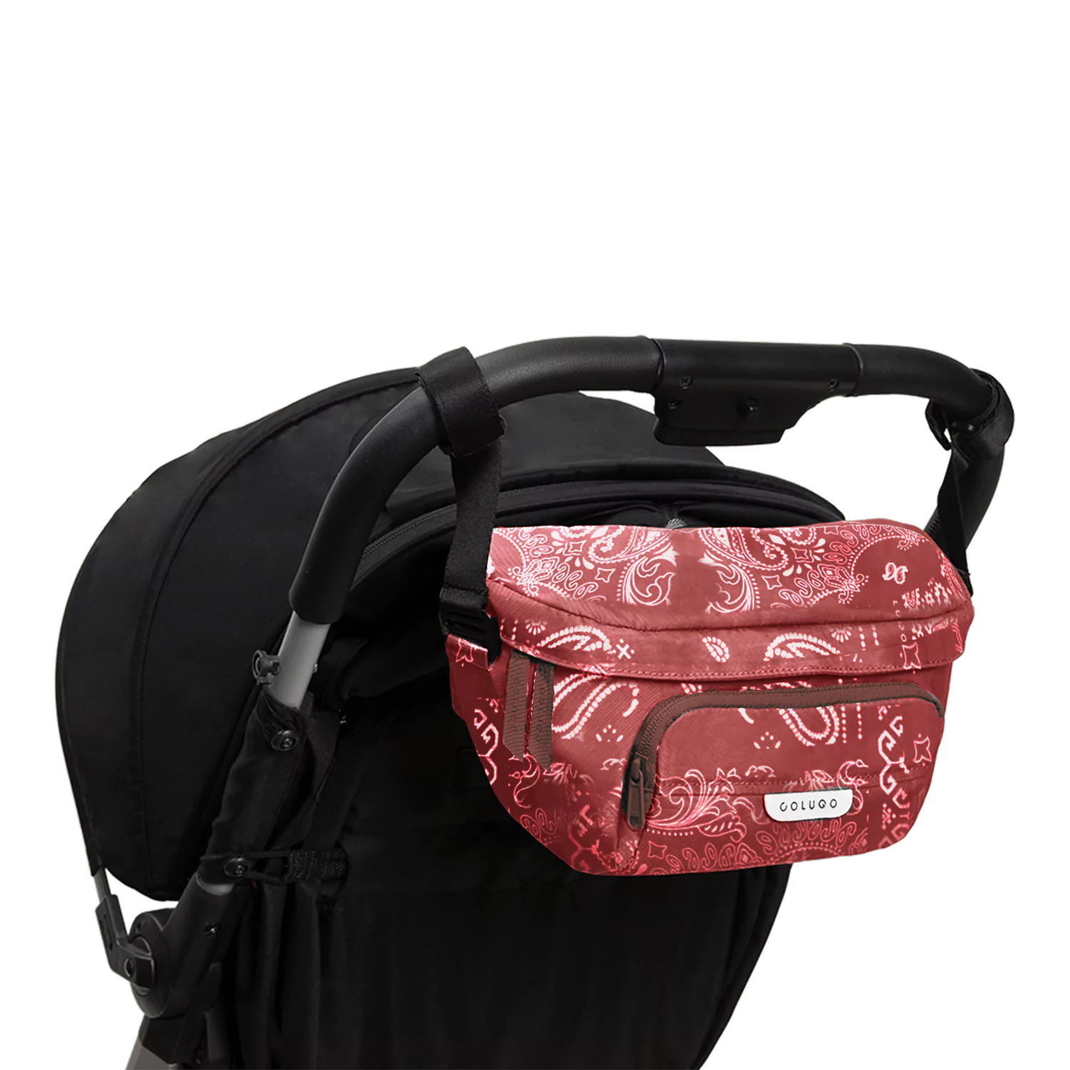 The On the Go Organizer, Red Bandana used as a fanny pack