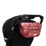 The On the Go Organizer, Red Bandana used as a fanny pack