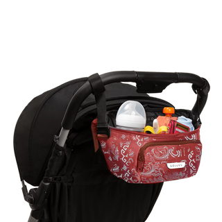 The On the Go Organizer, Red Bandana attached to a Colugo stroller